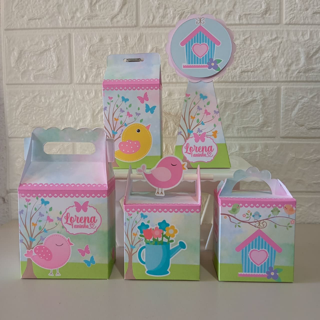 ENVIO RÁPIDO Kit Festa Jardim Encantado Pássaros Lembrancinha Aniversário Infantil - PEGUE E MONTE