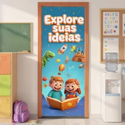 Capa de Porta Escolar Sala Infantil Sublimado Em Tecido 0,80x2,10m Decorativa Veste Fácil
