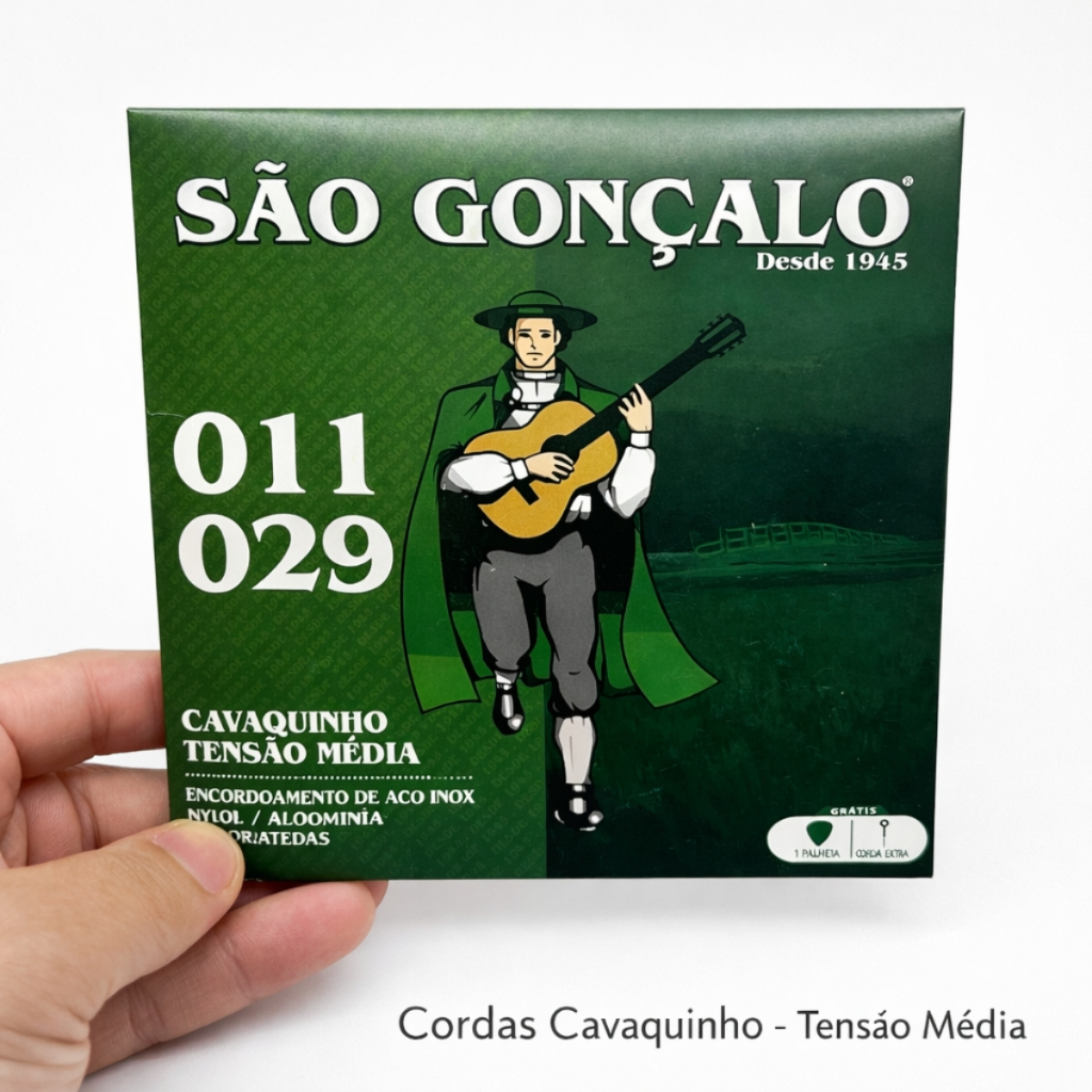 ENCORDOAMENTO SAO GONCALO PARA CAVACO/ BANJO NIQUEL C/ BOLINHA 011 + PALHETA em Oferta na Shopee