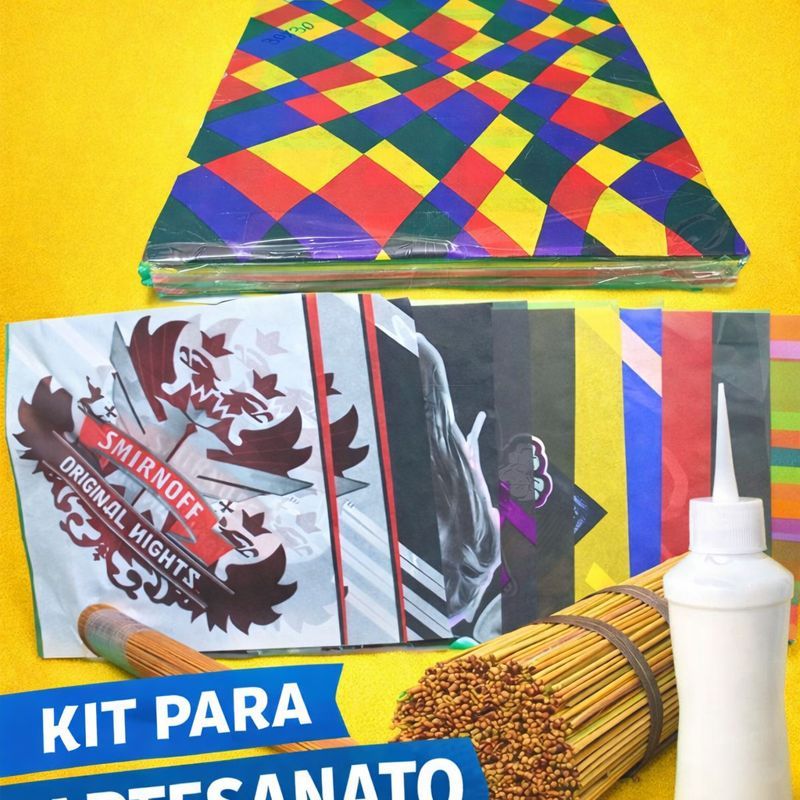 kit 10\50\100\200 pipa RAIA  faça voce mesmo tamanho 30x30 completo folhas varetas bambu fibra cola completo