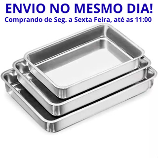 Jogo Tabuleiro com 3 UNIDADES, assadeiras números 1 , 2 e 3. Formas para Bolos Alumínio Retangulares em Oferta na Shopee