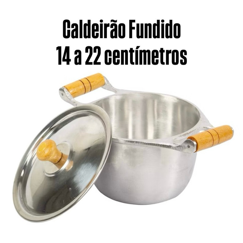 Caldeirão de Alumínio Batido Fundido Pesado com Tampa 14 a 22 centímetros