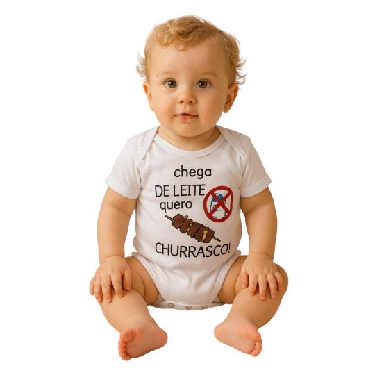Body Temático Chega de Leite Quero Churrasco Mesversario Bory Bori Bory Bodi Fantasia Bebe Menina e Menino em Oferta na Shopee