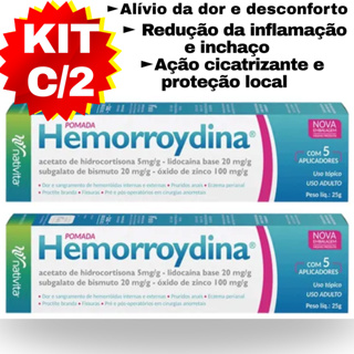 POMADA HEMORROYDINA 25G KIT COM 2 /  5 APLICADORES CADA em Oferta na Shopee