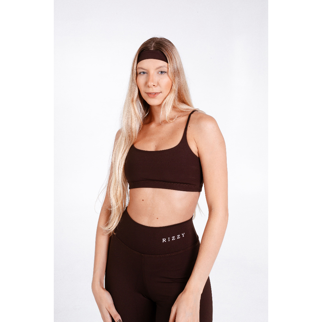 Top Fitness Feminino Treino Academia Entrada Bojo Poliamida Reforçado Zero Transparência Brownie