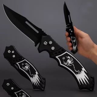 Canivete Automatico Saque Rapido Com Trava Clip de bolso metal inox Caça Pesca Camping Escorpiao