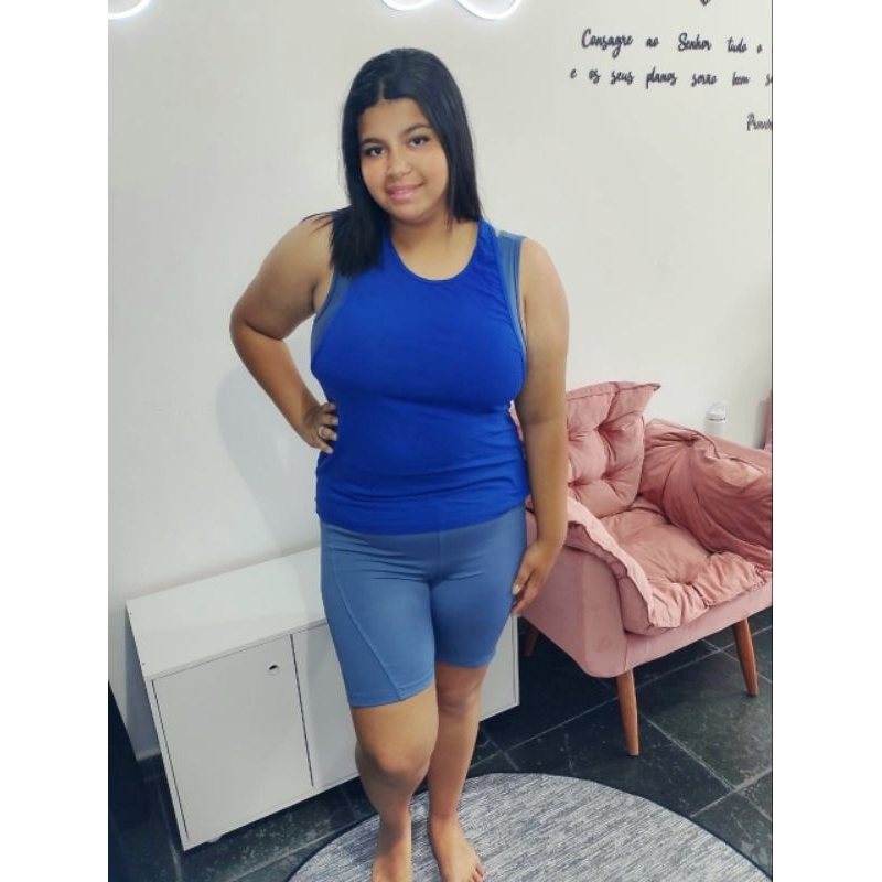 Regata cavada Leve e Linda - Look Fitness & Look Dia a Dia - Bordô e Azul Royal