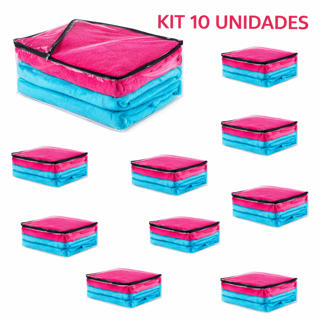 Kit 10 Saco Organizador Cobertor Casaco Guarda Roupa Anti-Poeira Anti-Umidade Multiuso 44 X 20 X 38 em Oferta na Shopee