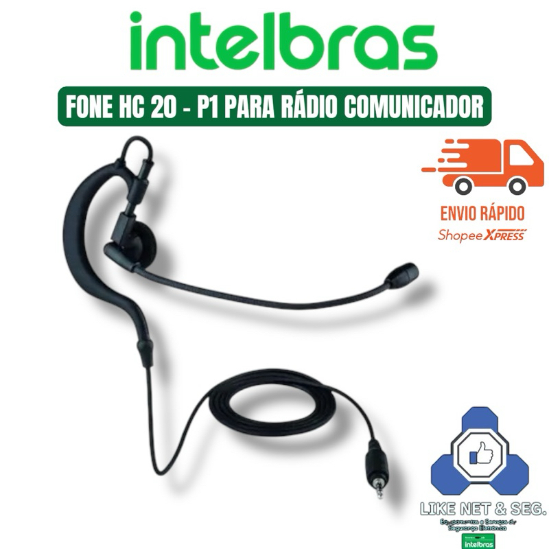 Fone p1 p/ radio comunicador com microfone hc 20 preto intelbras