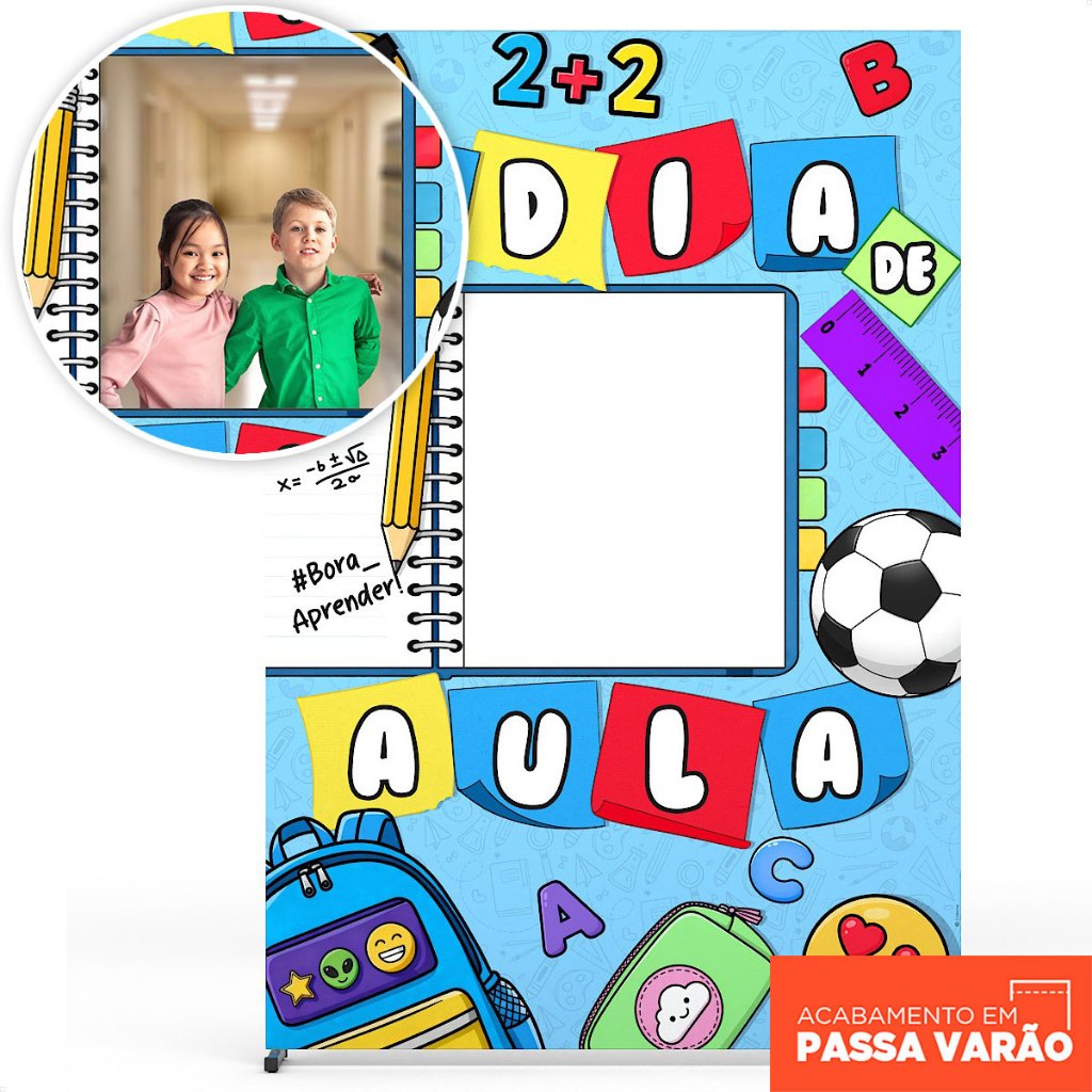 Painel Retangular Escolar Decoração Volta As Aulas Interativo Vazado 1,50x2,20m Sublimado Em Tecido em Oferta na Shopee