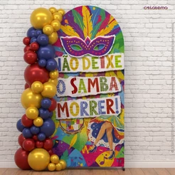 Capa Painel Romano 2x1m Carnaval Folia 3D Decorativo Em Tecido Sublimado Com Elástico