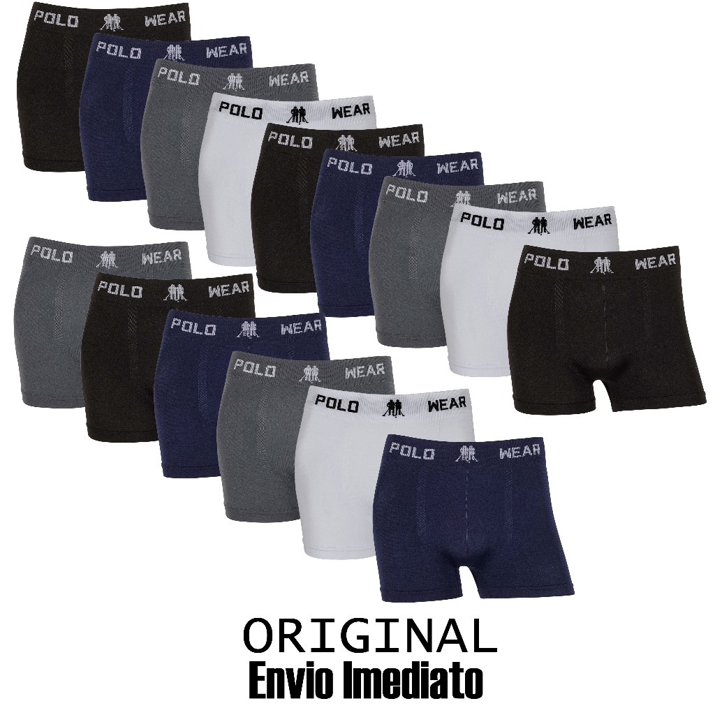 Kit 7 ou 15 cuecas Original Polo Wear  boxer microfibra em Oferta na Shopee