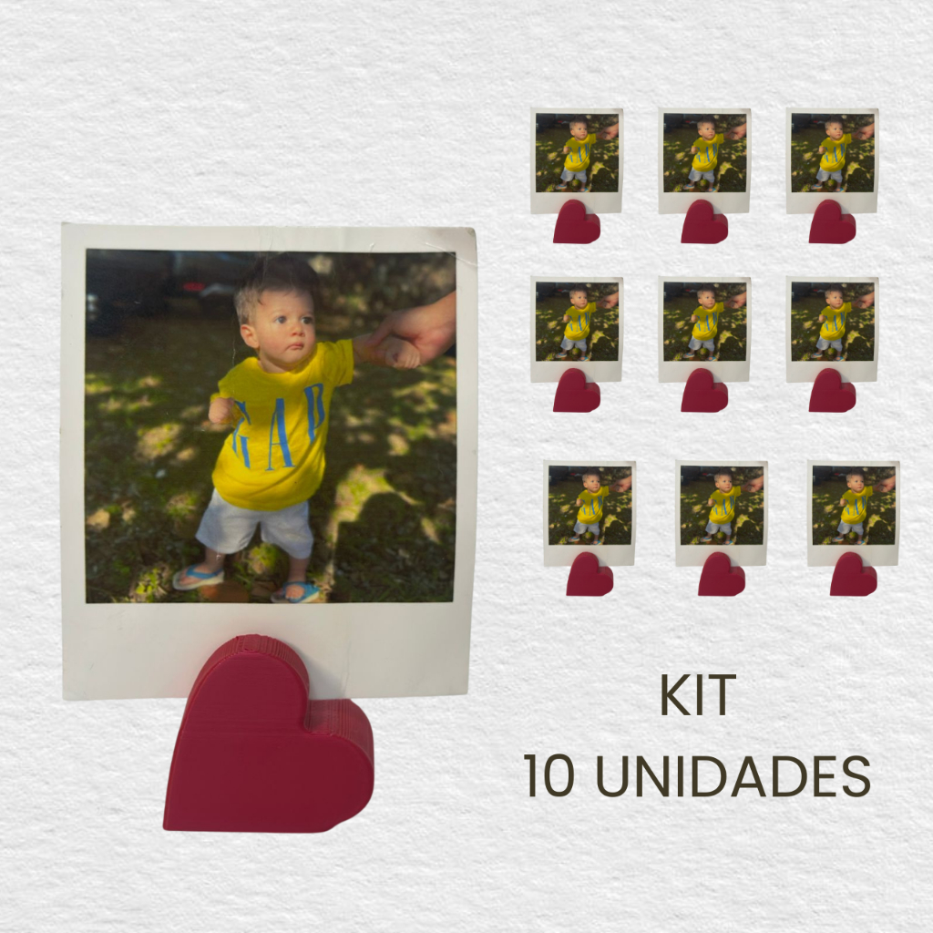Kit 10 unidades porta retrato coração - suporte foto- polaroide