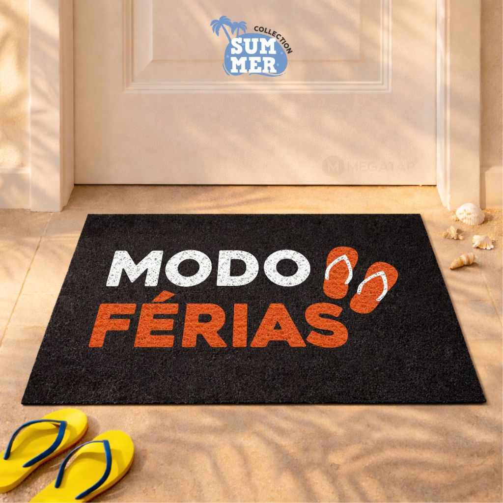 Tapete Capacho Entrada Verão Férias Sol Praia Mar Areia 60x40 Cadeira de Praia Calor em Oferta na Shopee