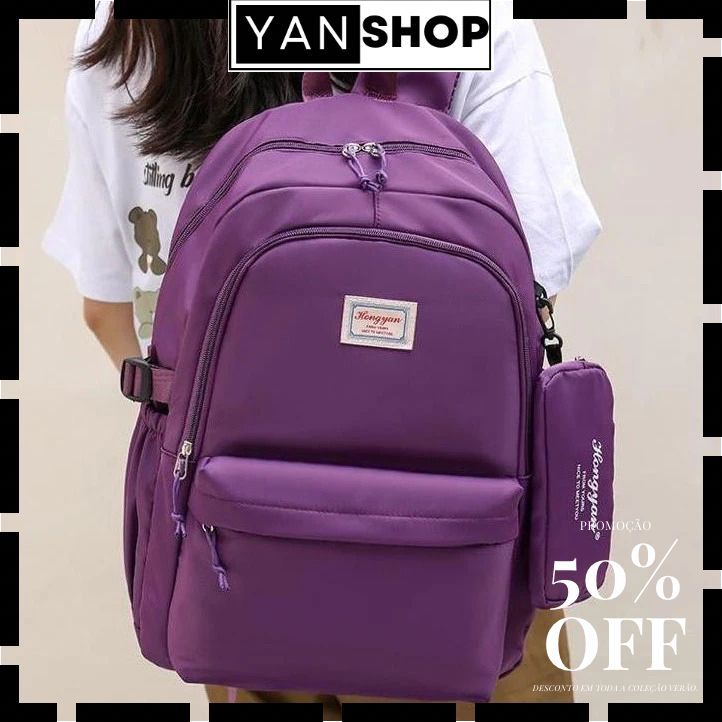 Imagem Mochila Feminina Escolar Universitária De Viagem Bolsa Grande Capacidade Moda Casual Unissex