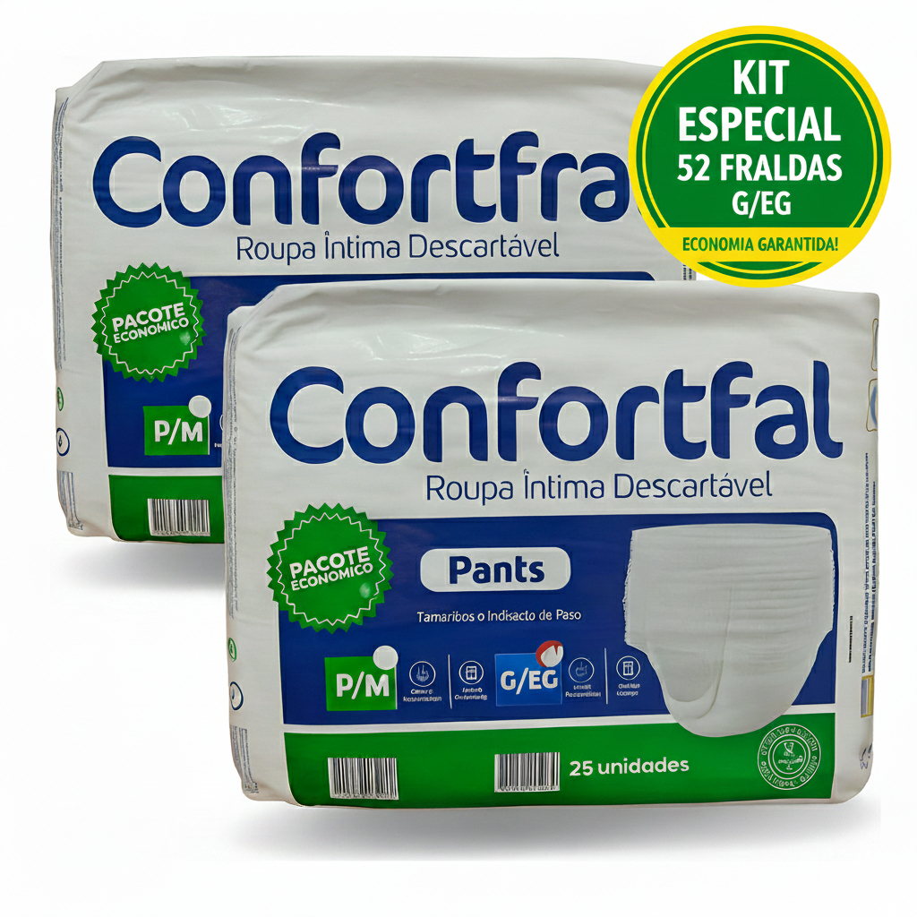 Kit 52 Fraldas Geriátricas Confortfral Pants G/EG - Roupa Íntima Descartável Atacado