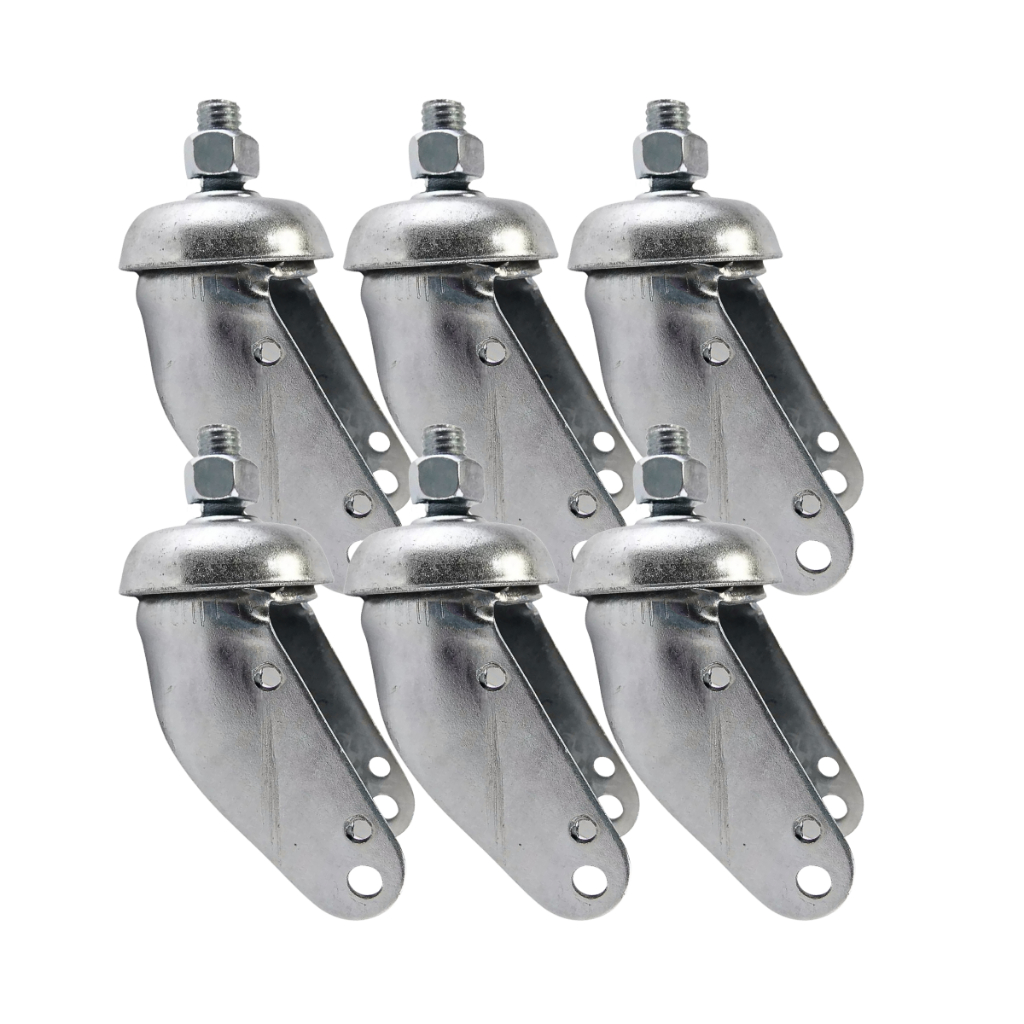 Kit 6 Garfos Giratório 4" Espiga 412 para Roda Carrinho de Supermercado Rodízio