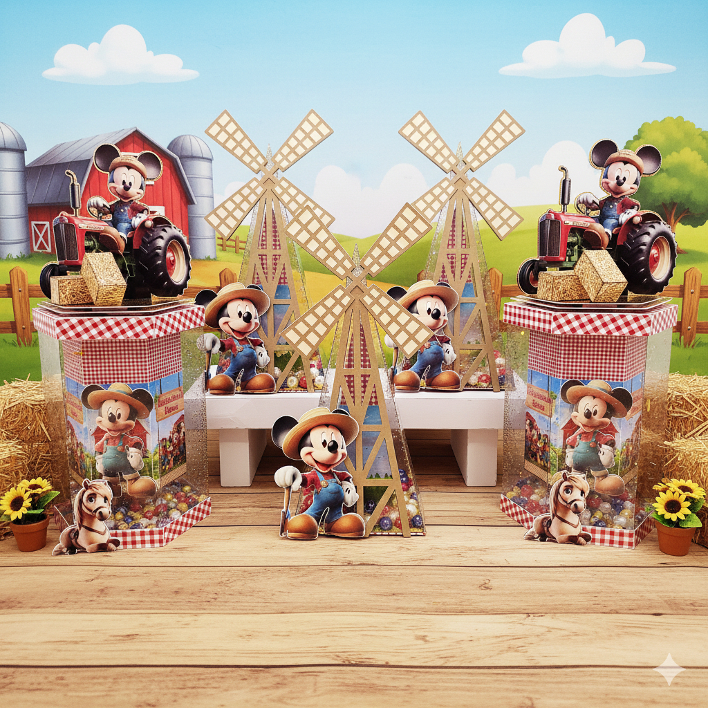 Kit Festa Luxo Mickey Fazendinha Personalizados I Lembrancinhas I Festas I Aniversários I Caixinhas de Acetato