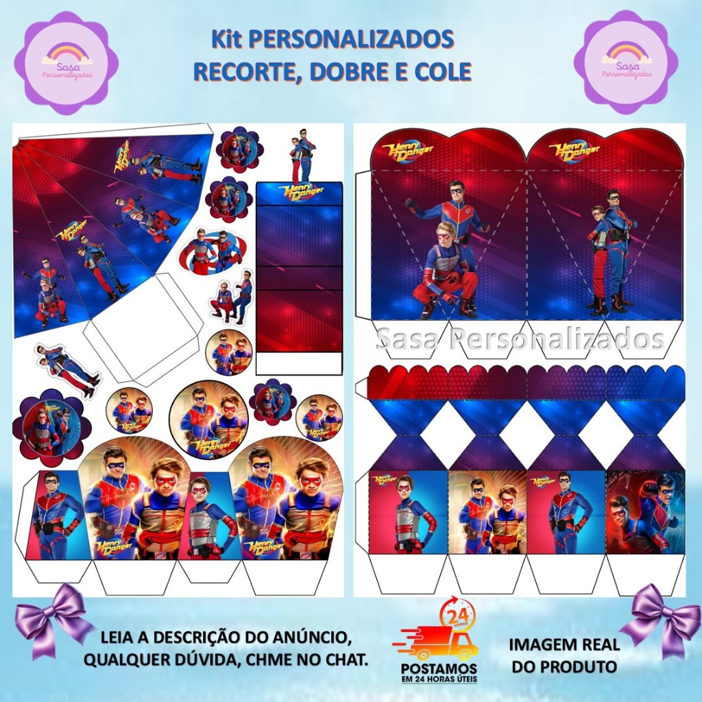 TEMA HENRY DANGER LEMBRANCINHA COM 80/200 ITENS COM OU SEM NOME em Oferta na Shopee