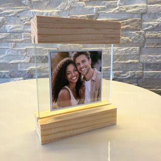 Porta Retrato Decoração Base Madeira Enfeite Personalizável Sala Estar Jantar Vidro em Oferta na Shopee