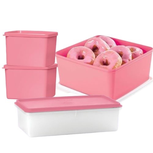 KIT 4 PEÇAS BASIC LINE 5L + MAX CAIXA 2,5L + 2UN JEITOSO 800ML ROSA QUARTZO - TUPPERWARE