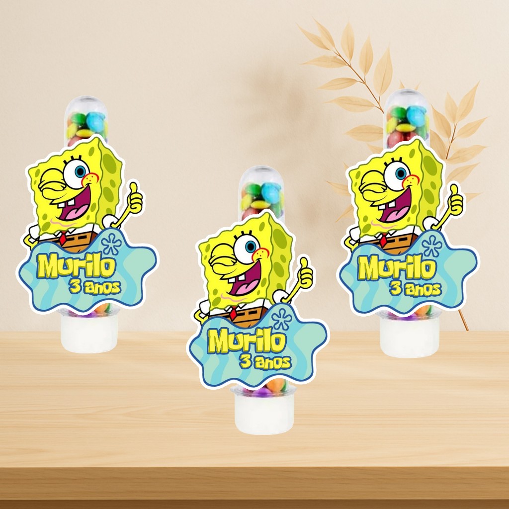Aplique Personalizado Bob Esponja | Lembrancinha | Tubete Personalizado | Aplique Tubete
