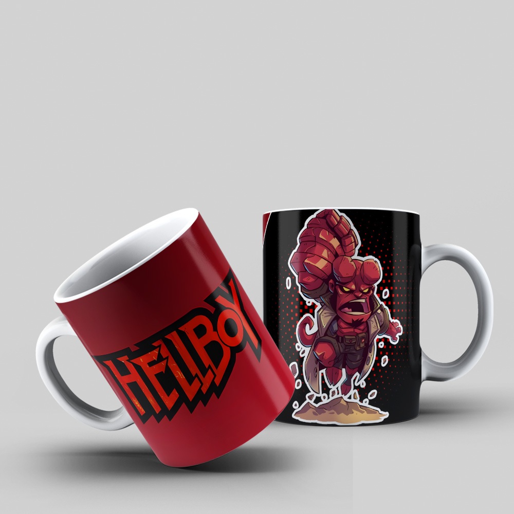 Caneca Personalizada Hellboy Chibi Quadrinhos B.P.R.D. Demo Super-Herói Nerd Geek Presente Fã