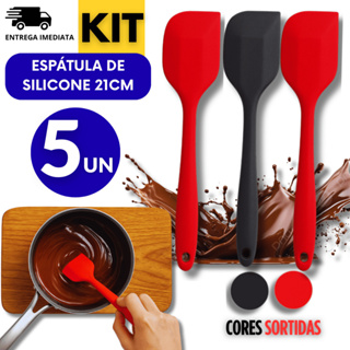 Conjunto 05 Espátula Reta 27cm de Silicone Casa Cozinha Buffet Restaurante Multiuso Utilidades Cores Sortidas em Oferta na Shopee