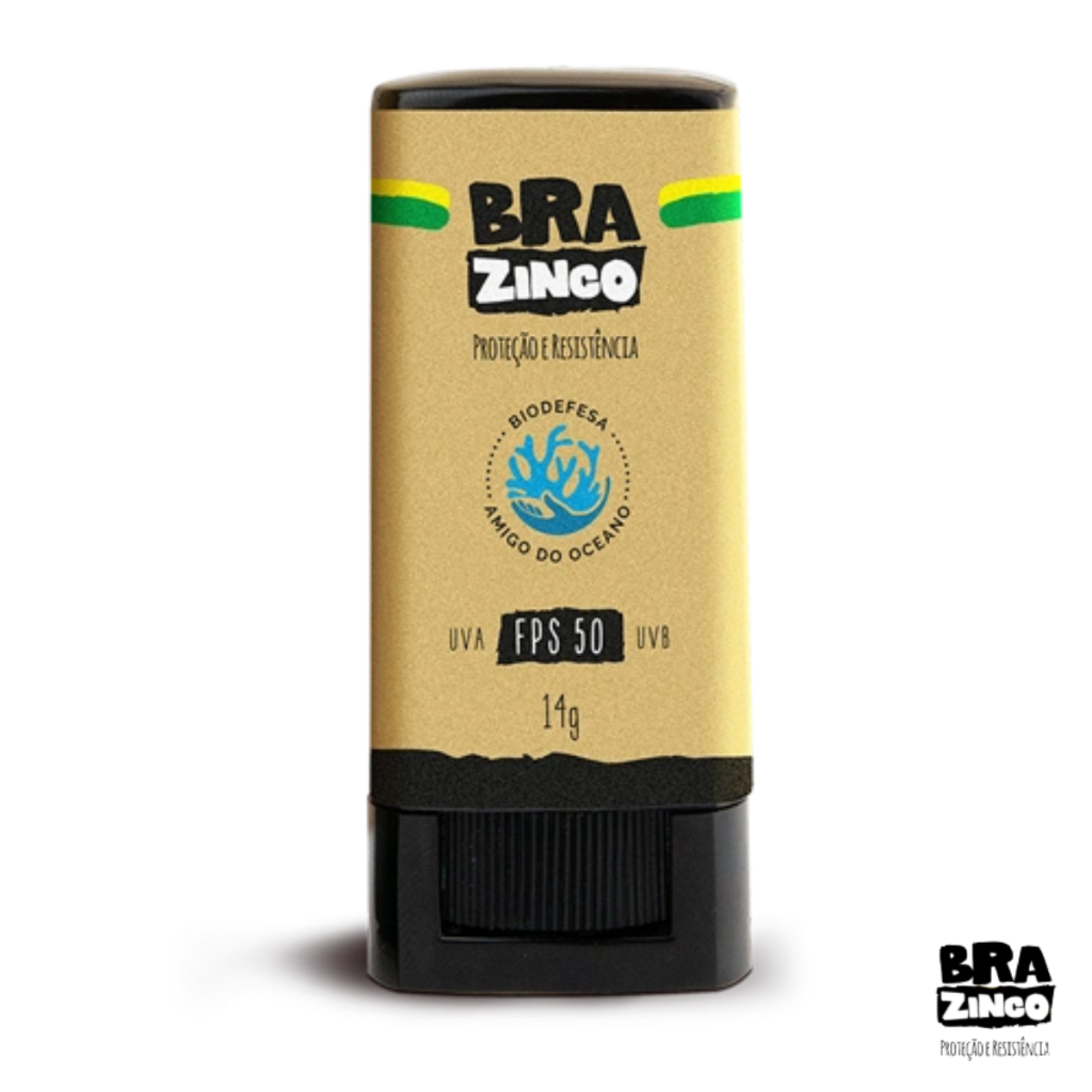 Protetor Solar Facial Bastão Brazinco Fps 50 Uva Uvb - Vegano Sem Perfume Não Escorre Mar Praia Piscina