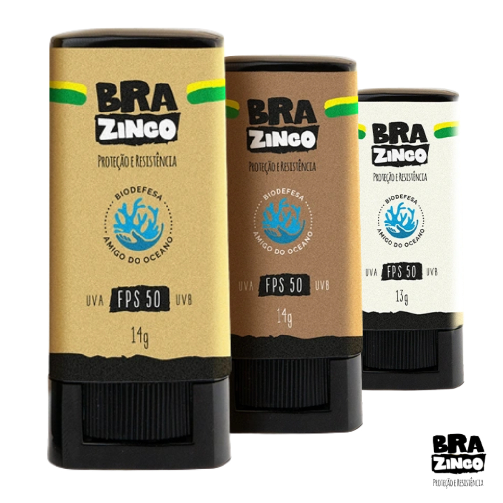 Protetor Solar Facial FPS 50 Bastão UVA UVB Praia Mar Piscina Bike Brazinco 14g - Escolha em Oferta na Shopee