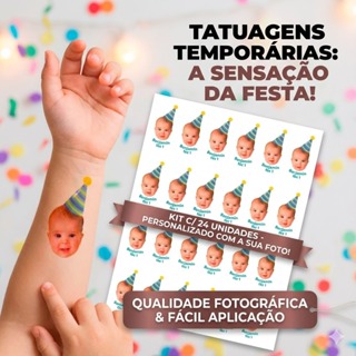 Tatuagem Temporaria Personalizada Aniversario 20x28cm 24 unidades em Oferta na Shopee