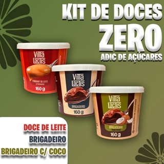 Kit 3 Doces Zero Açúcar -160g(cada) Doce de Leite + Brigadeiro + Brig.com Coco | Diet - Vitta Lactis em Oferta na Shopee