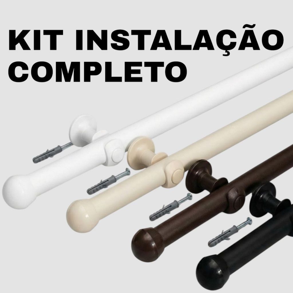 Kit Varão 2,00 Metros De Cortina 19mm Completo e Resistente Várias Cores Simples em Oferta na Shopee