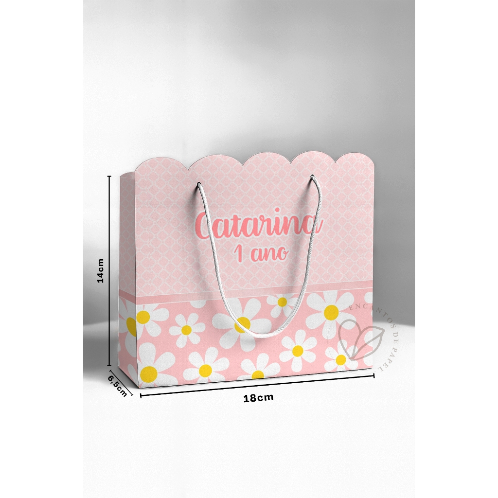Kit Sacolinha Personalizada Margaridas Tamanho G | Lembrancinha Infantil | Pegue e Monte em Oferta na Shopee