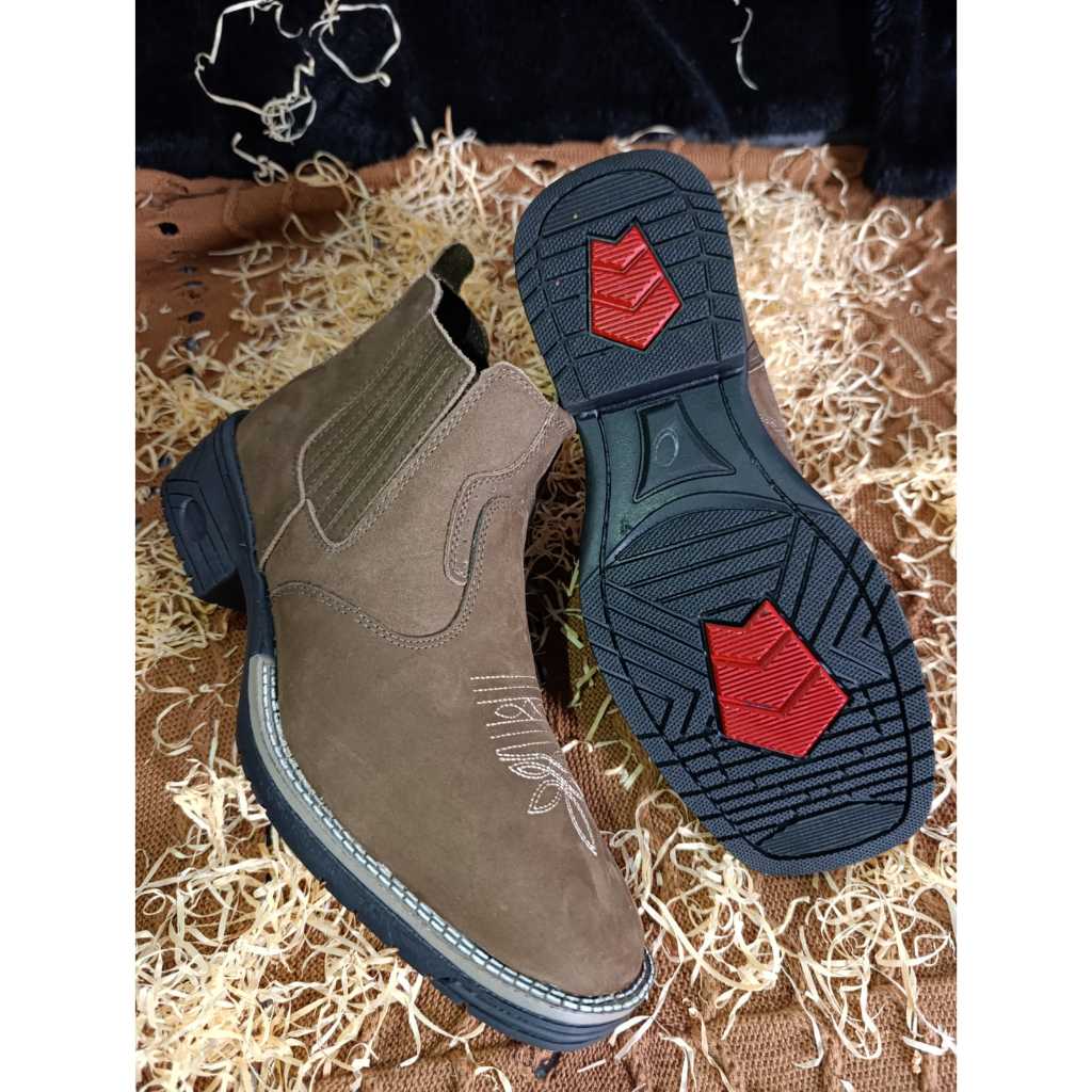 Bota Texana Country  Botina Couro Nobuck Legitimo Cano Curto Bico Quadrado Top Envio Imediato em Oferta na Shopee
