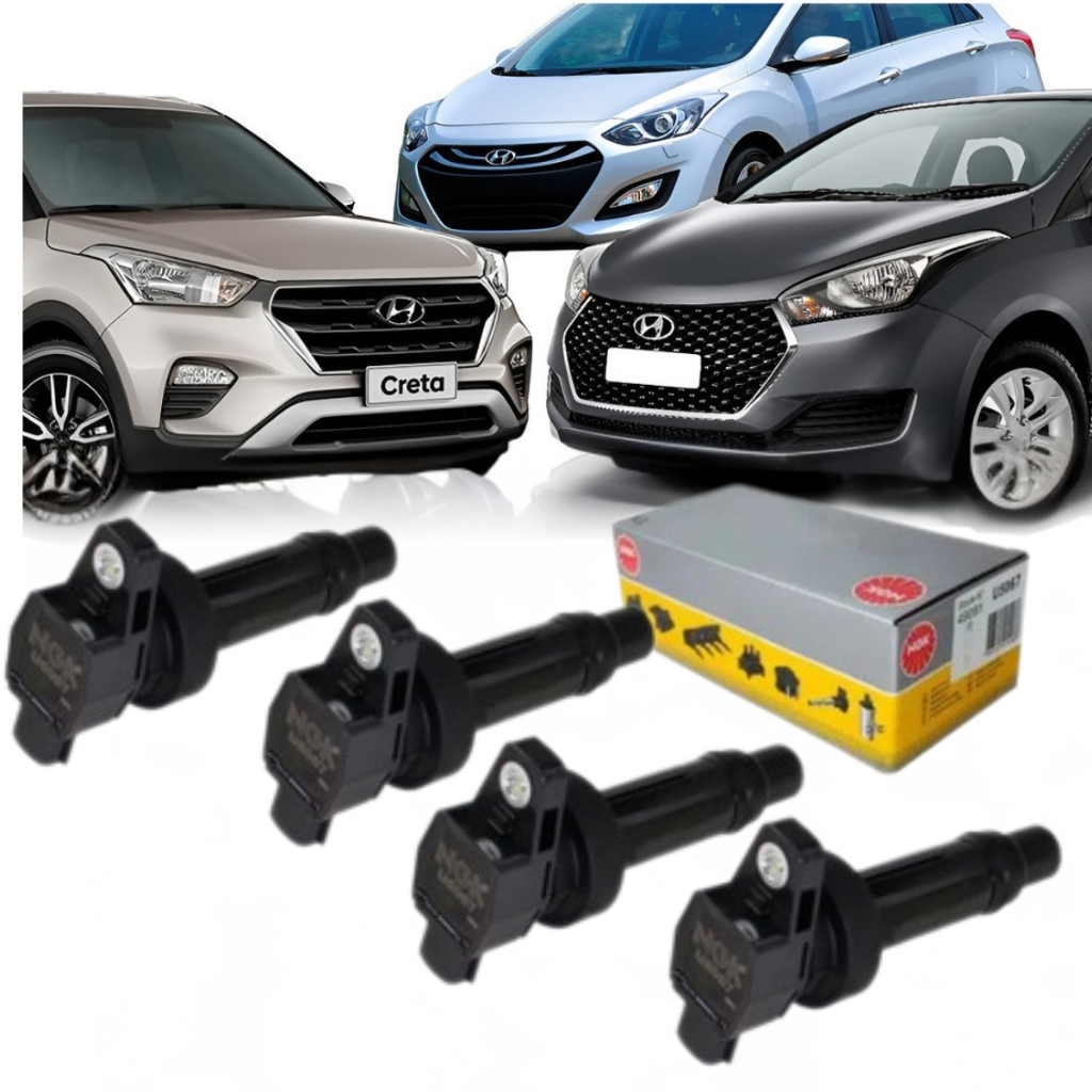 Kit 4 Bobina De Ignição Ngk Hb20 Hb20s Kia Cerato 1.6 16v - U5067