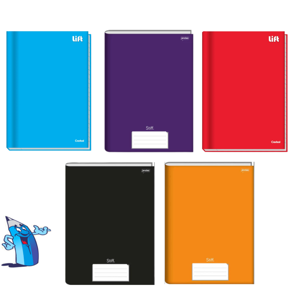 KIT 5 CADERNO BROCHURAO GRANDE 96 FOLHAS CAPA DURA em Oferta na Shopee