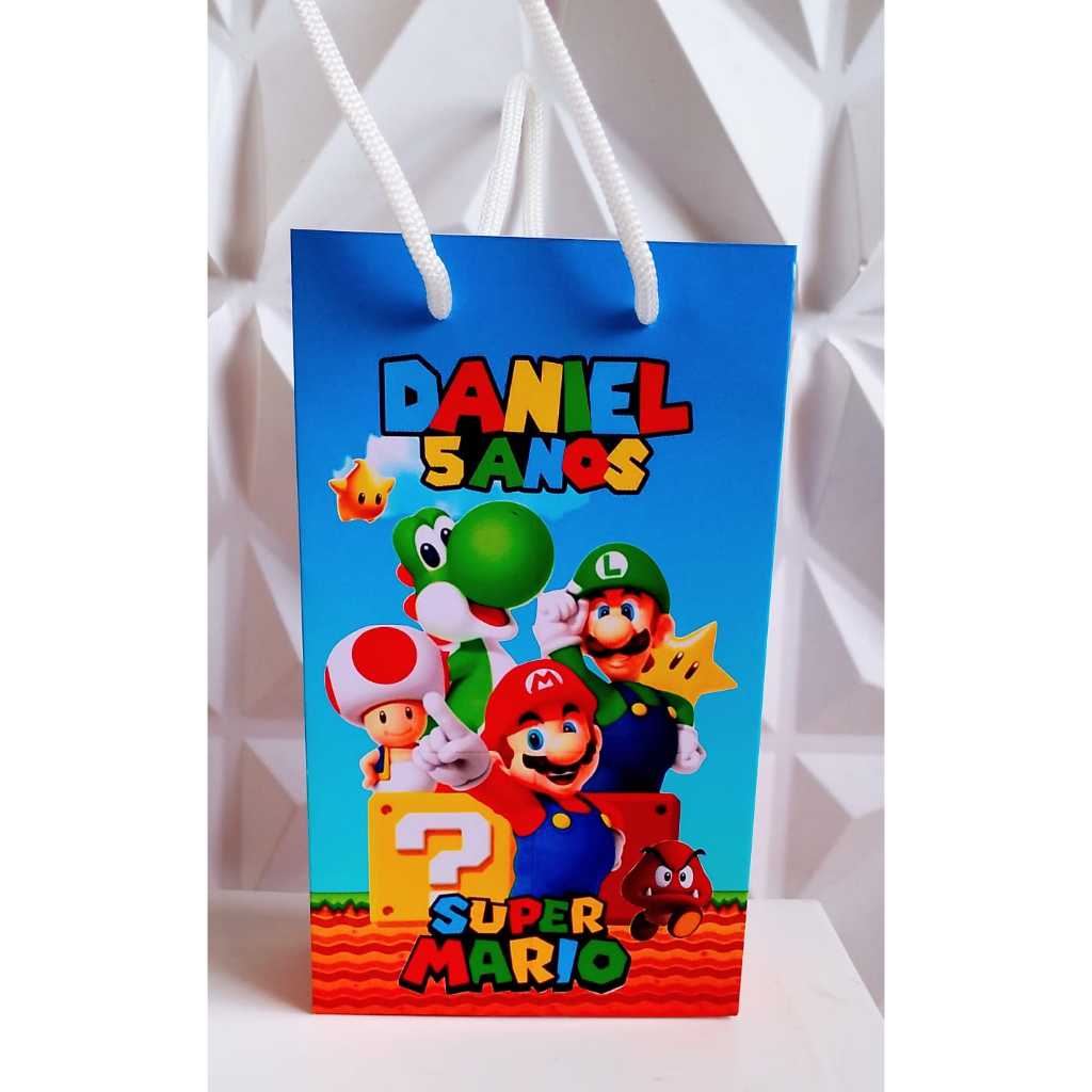 Sacolinha Personalizada SUPER MARIO Aniversário Infantil Mimos e Lembrancinhas  KIT PEGUE E MONTE