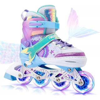 Patins Sereia Inline Roller Tamanho Ajustável com Led Em Todas Rodinhas + Bolsa! em Oferta na Shopee