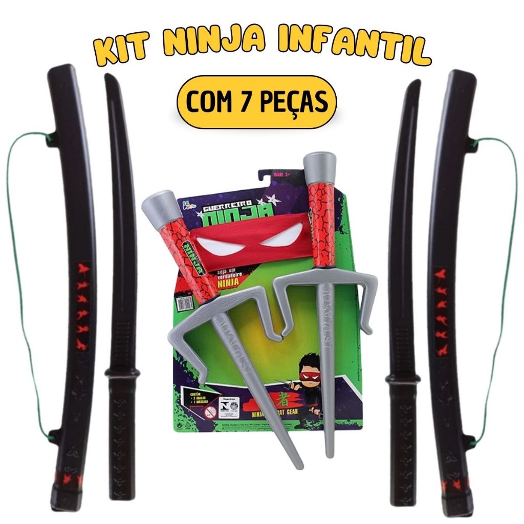 2 Espada De Brinquedo Infantil + 2 Adagas C/ Mascara Ninja em Oferta na Shopee