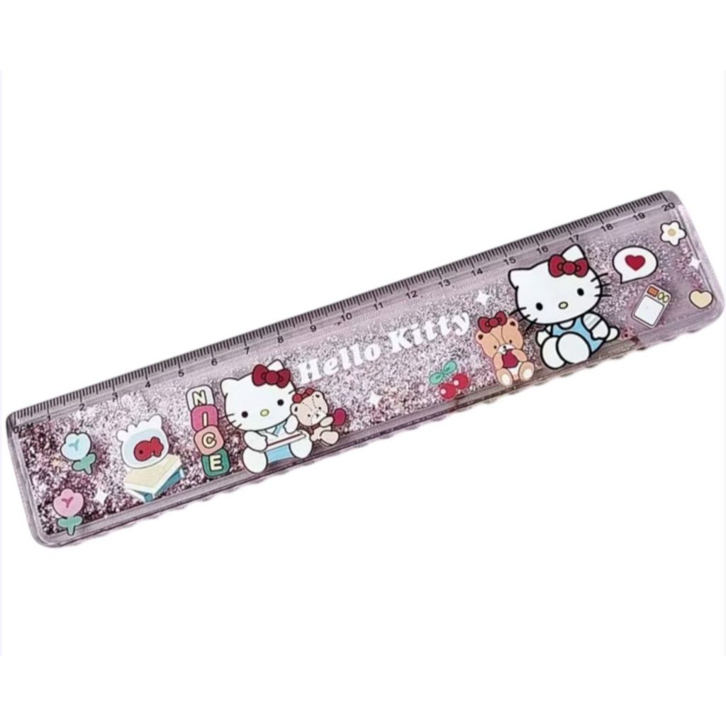 Régua Com Glitter Rosa Hello Kitty Papelaria Fofa em Oferta na Shopee