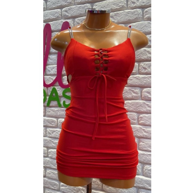 vestido lacinho decote malha suplex com bojo em Oferta na Shopee
