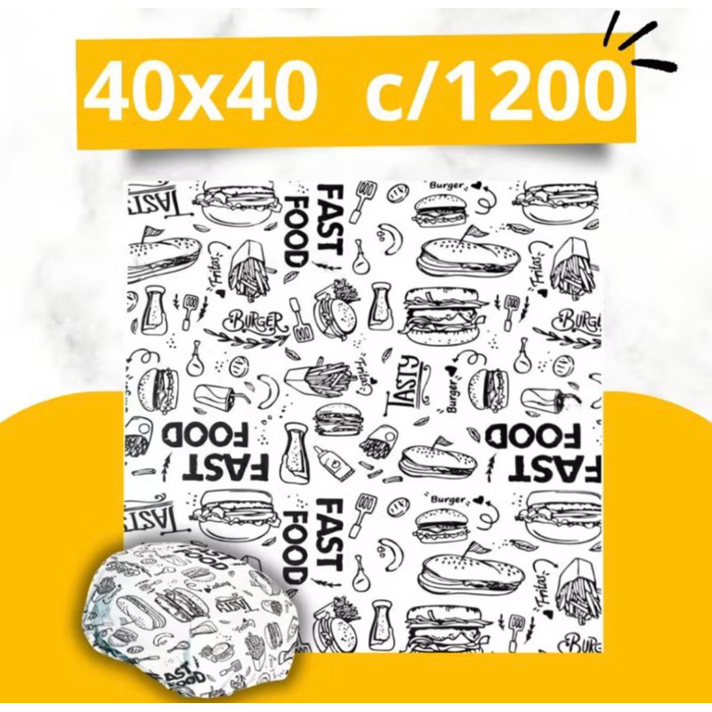 Papel Acoplado para Lanches E Frios 40x40cm C/1200 un - com película plástica