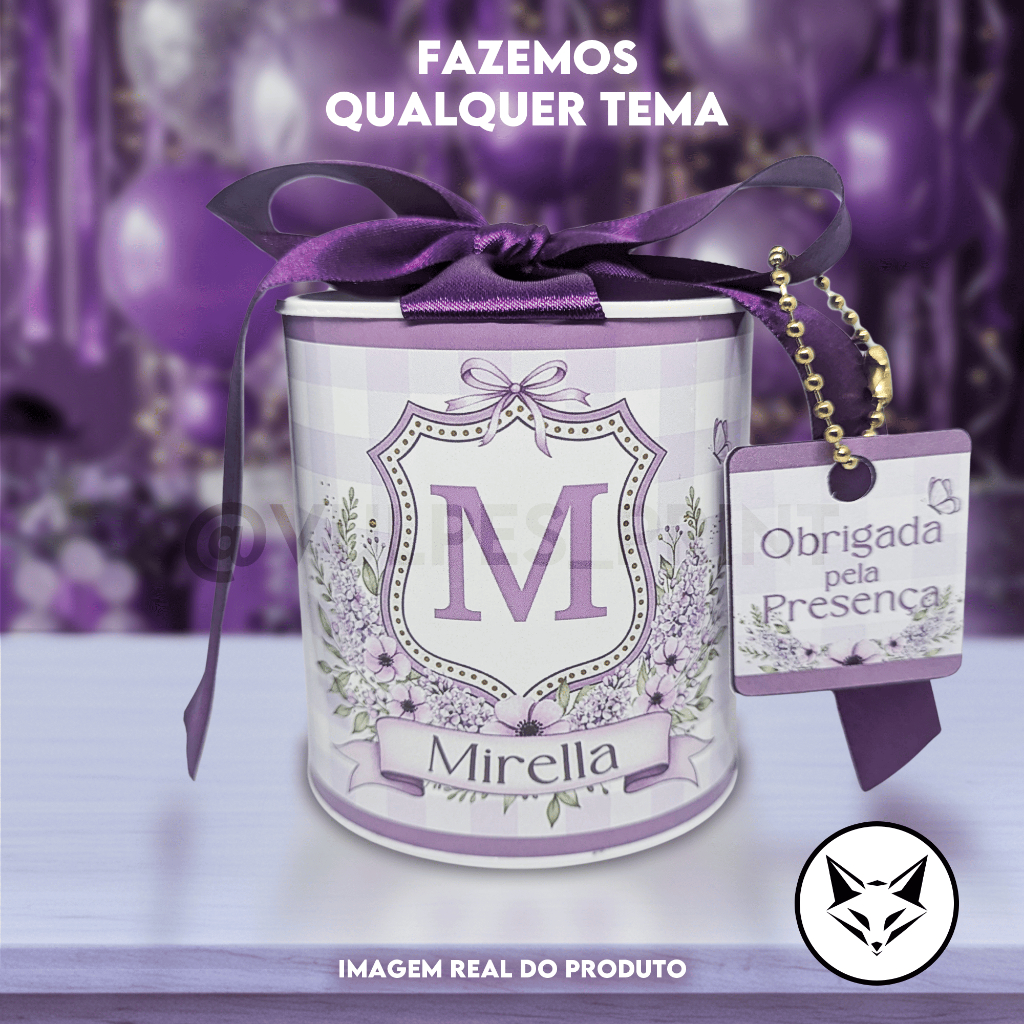Tubolata Personalizada Escudo Flores Lavanda 7x6 Letra e Nome Lembrancinha Batizado com ou sem Tag em Oferta na Shopee