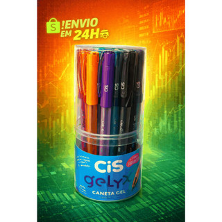 Kit 24 Canetas Gel CIS Glitter Coloridas e Brilhantes