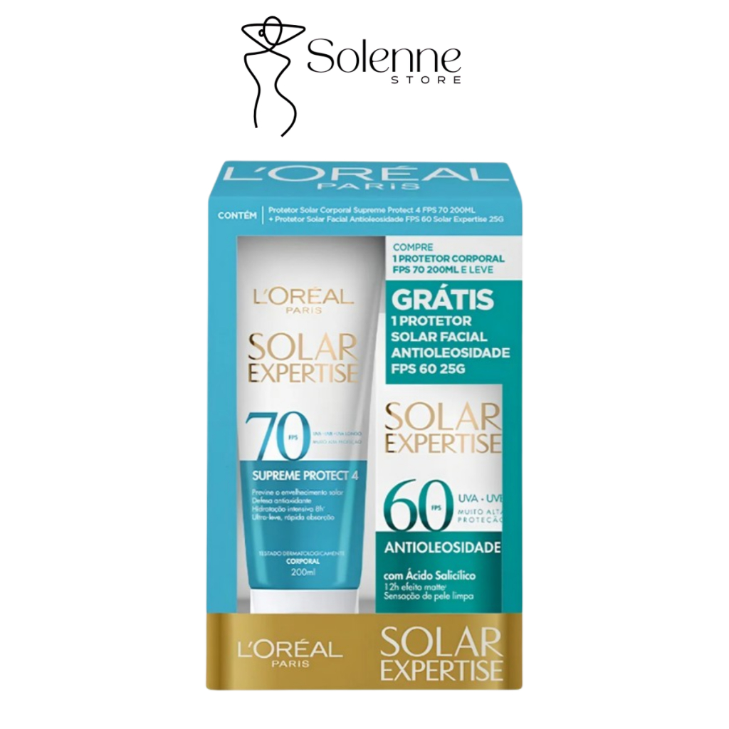 Kit Protetor Solar L'Oréal Expertise Corporal Supreme Protect 4 FPS 70 200ml + Facial Antioleosidade FPS 60 25g