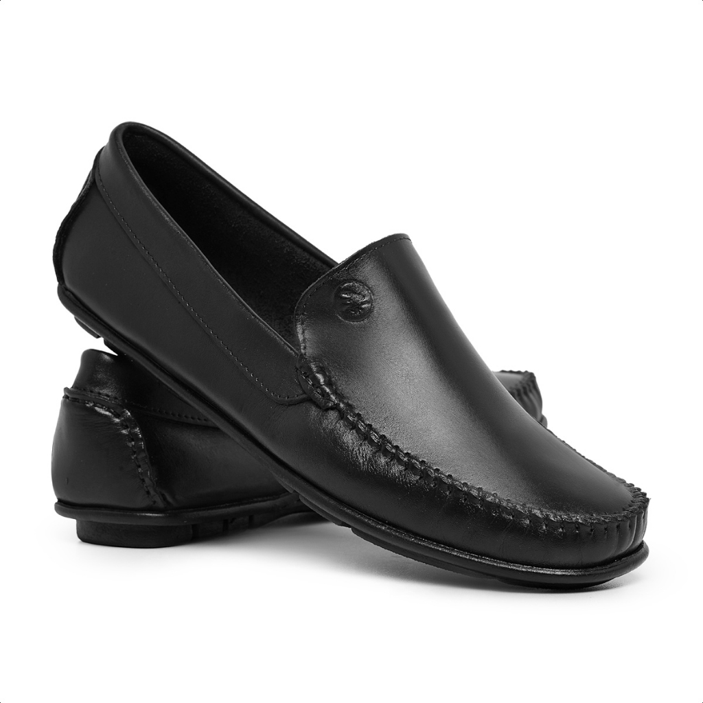 Mocassim Tratorado Masculino Em Couro Legítimo Drive Solado De Borracha Casual Estiloso Moderno