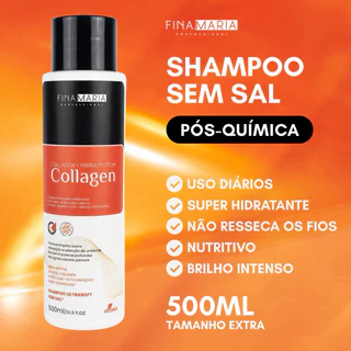 Shampoo Sem Sal Pós-Química Colágeno 500mL | Fina Maria