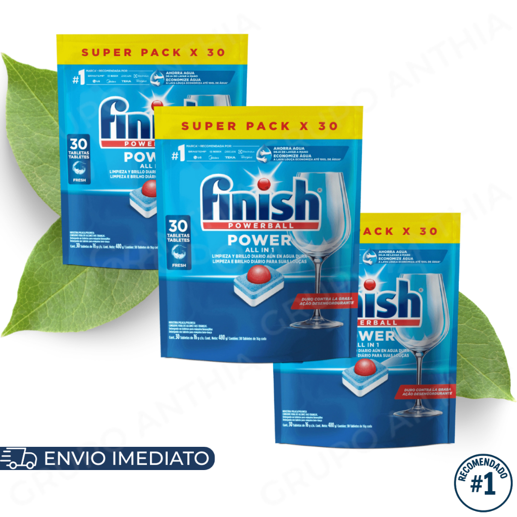 Imagem Kit Finish Detergente em Tablete para Lava Louças 13/30tabs Original Limpeza Profunda Ação Poderosa