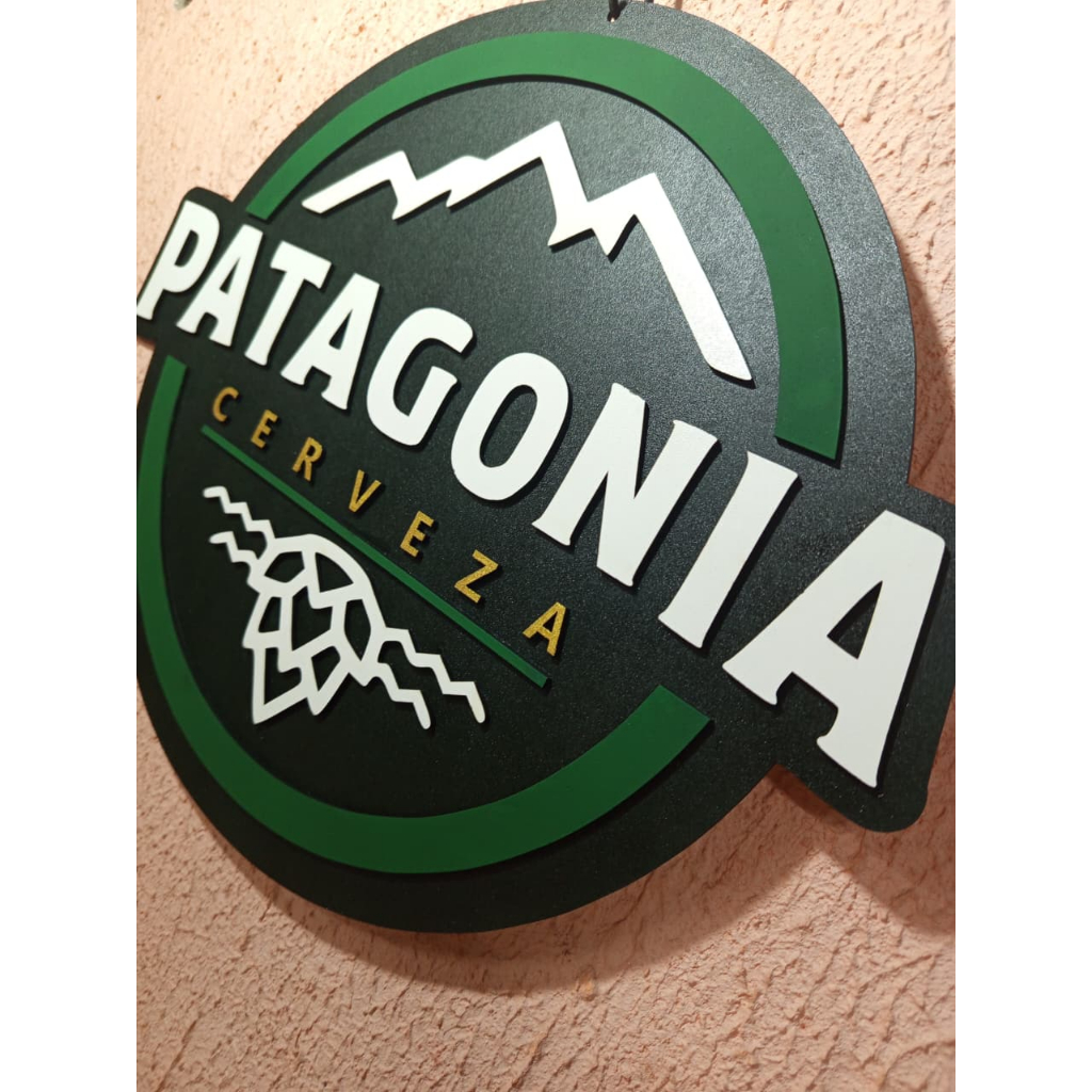 Placa em MDF 3D Artesanal – Cerveja Patagonia | 45cm x 40cm com furação para instalação